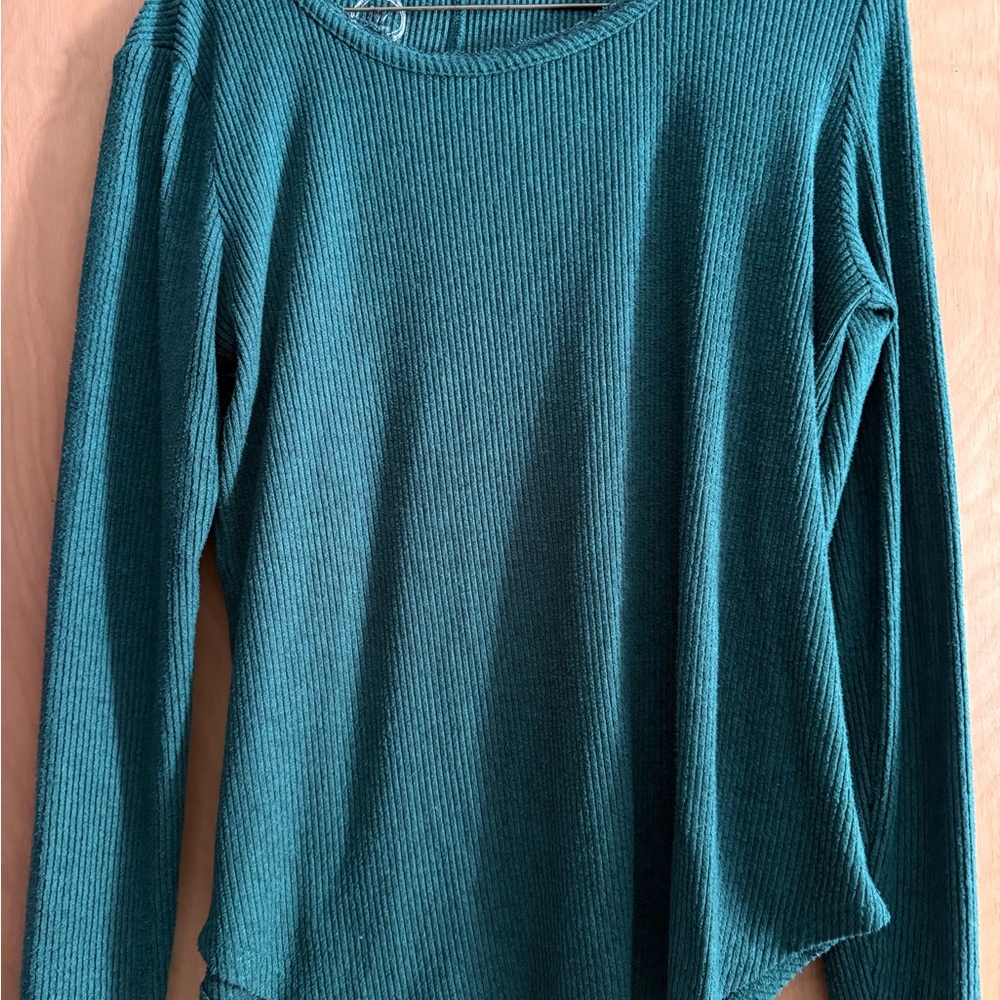 Maurices Teal Long Sleeve Ribbed Top